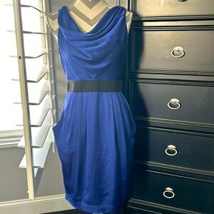 Adorable royal blue, cowl neck, dress in size 8.
